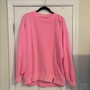 Aerie Neon Pink Distressed Pullover